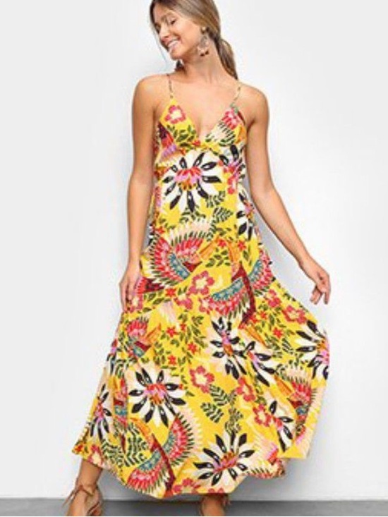 FARM Rio Dresses & Skirts - FARM Rio Yellow Floral Maxi Dress with Multicolor Print